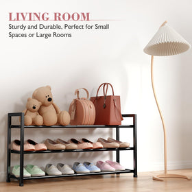 Bumusty heavy-duty metal tubes provide sturdy footwear storage.