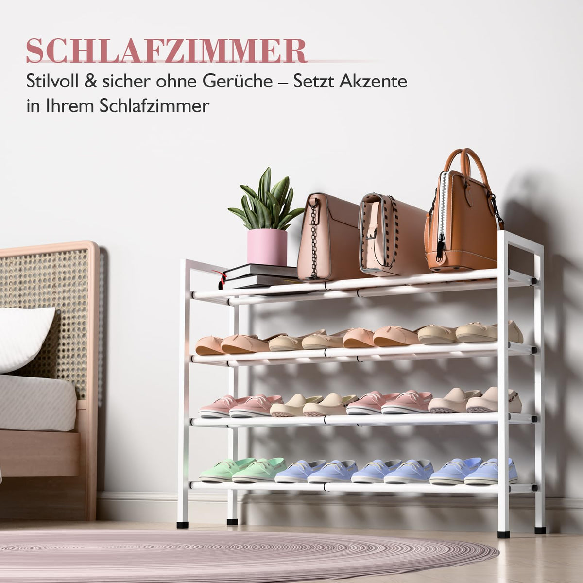 Bumusty heavy-duty shoe rack shows reliable support for everyday footwear.