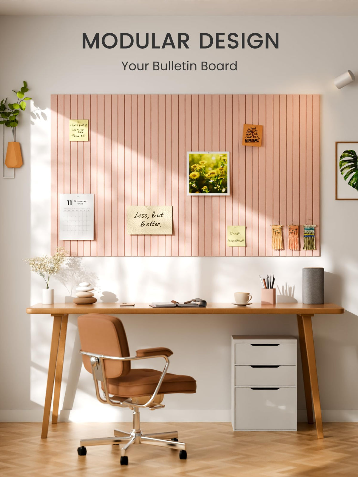 Home office setup with Bumusty tiles improving layout flexibility