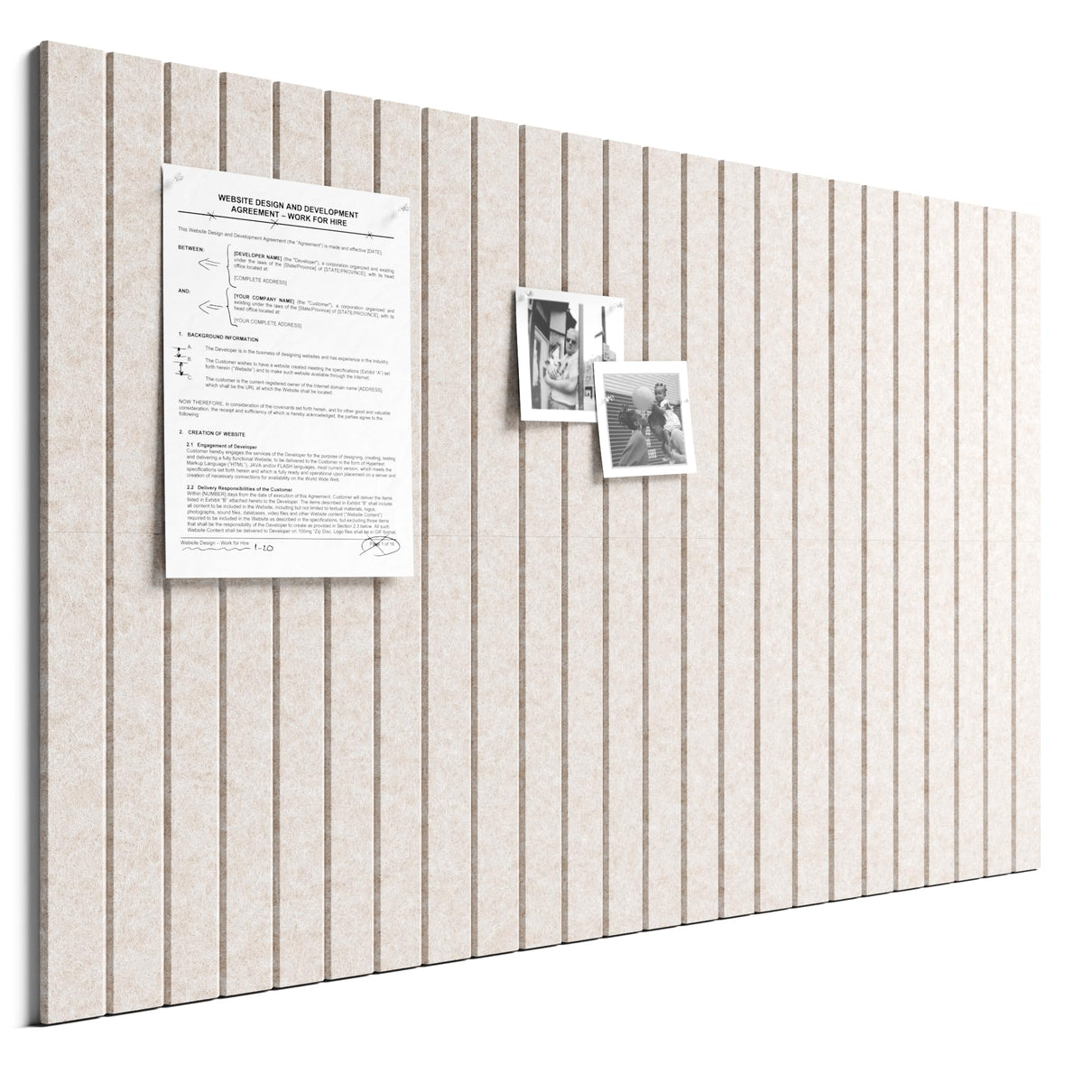 Bumusty large cork board tiles assembled in a modular office display