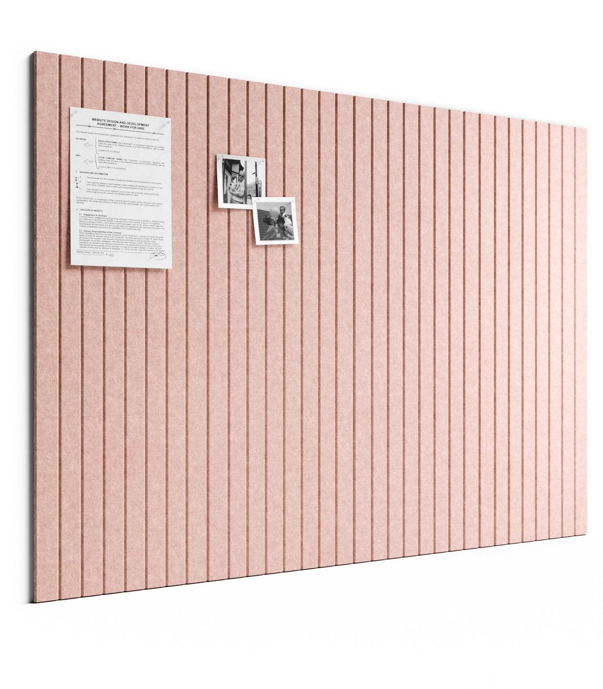 Bumusty large felt board tiles assembled into a pink 48x36 display for home or office organization