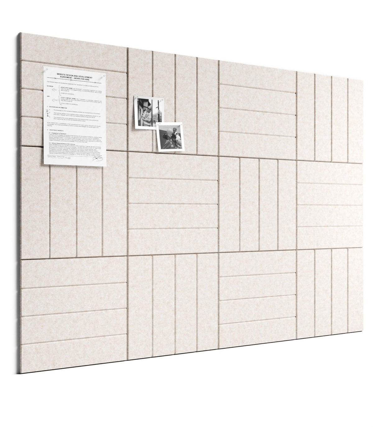 Bumusty large felt bulletin board tiles ready for a modular display.