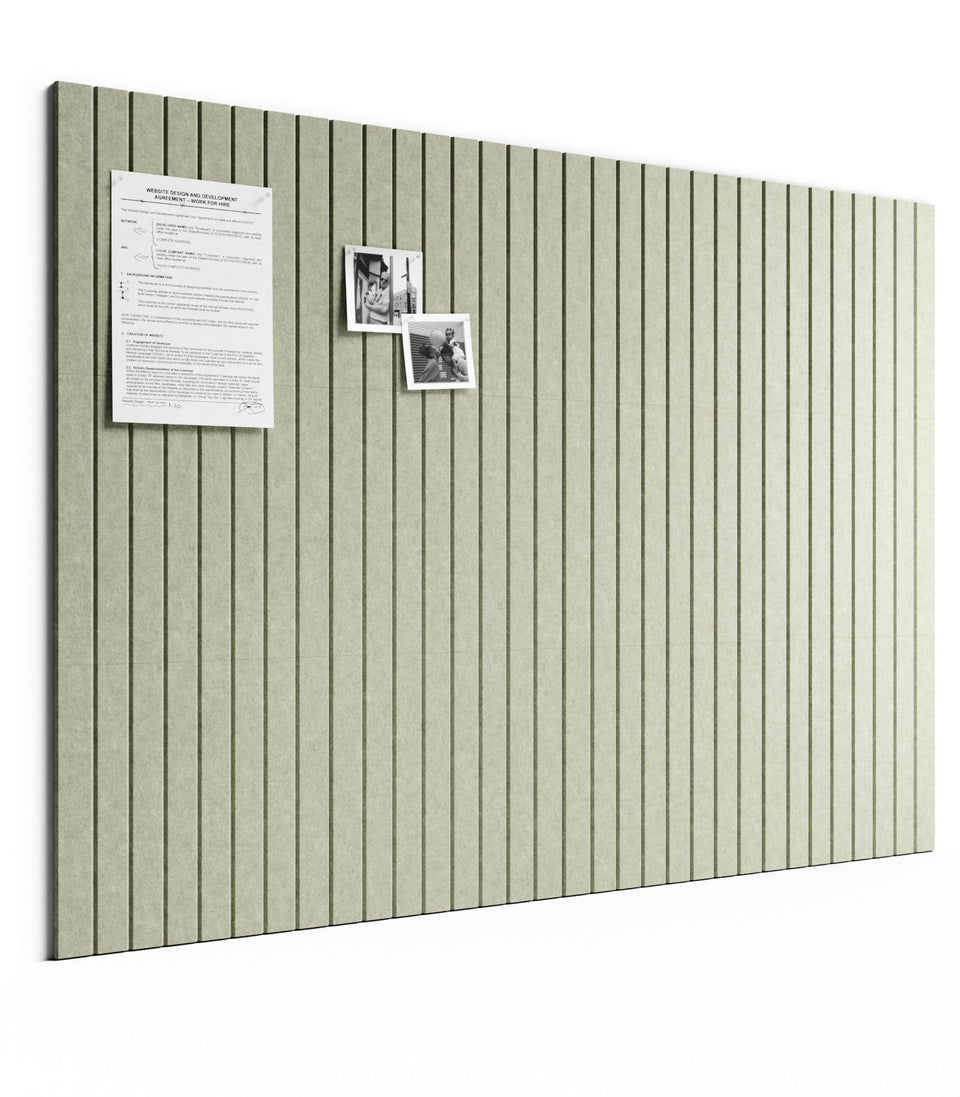 Bumusty large sage felt bulletin tiles arranged for a flexible wall display.