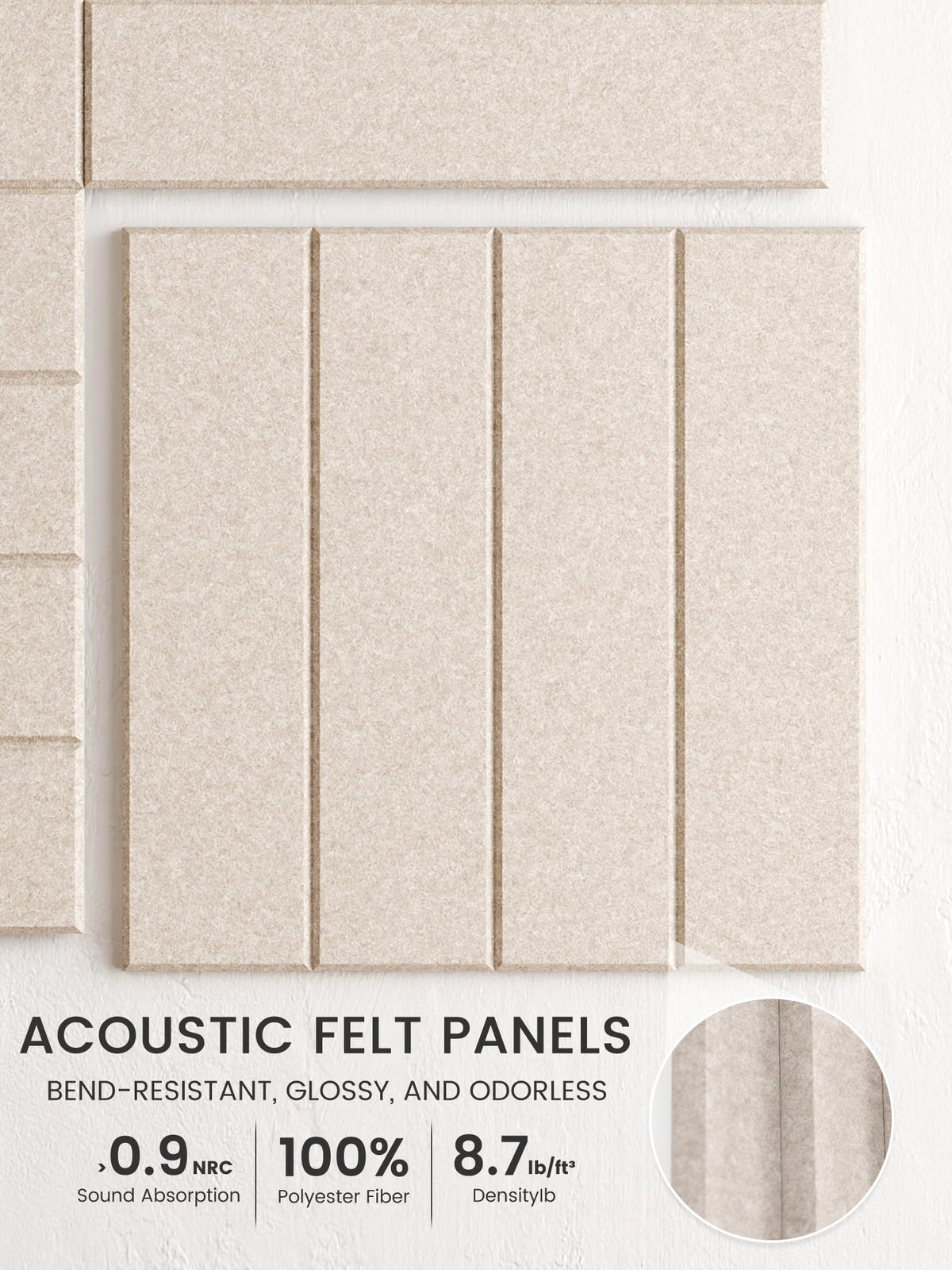 Bumusty oatmeal felt board close-up highlighting texture and warmth.