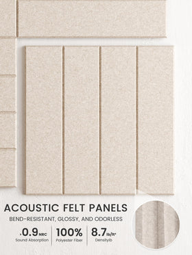 Bumusty oatmeal felt board close-up highlighting texture and warmth.