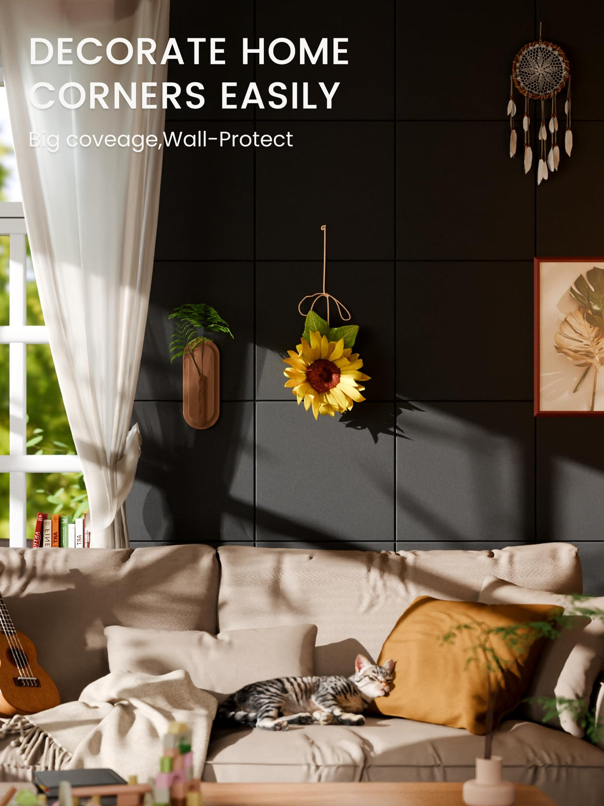 Bumusty pushpins in use on felt tiles help organize ideas.