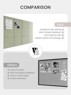 Bumusty sage felt board helps reduce ambient noise in busy spaces