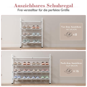 Bumusty small-space shoe storage expands to fit tight hallways.