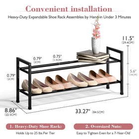 Bumusty sturdy metal shoe rack by front door keeps footwear organized.