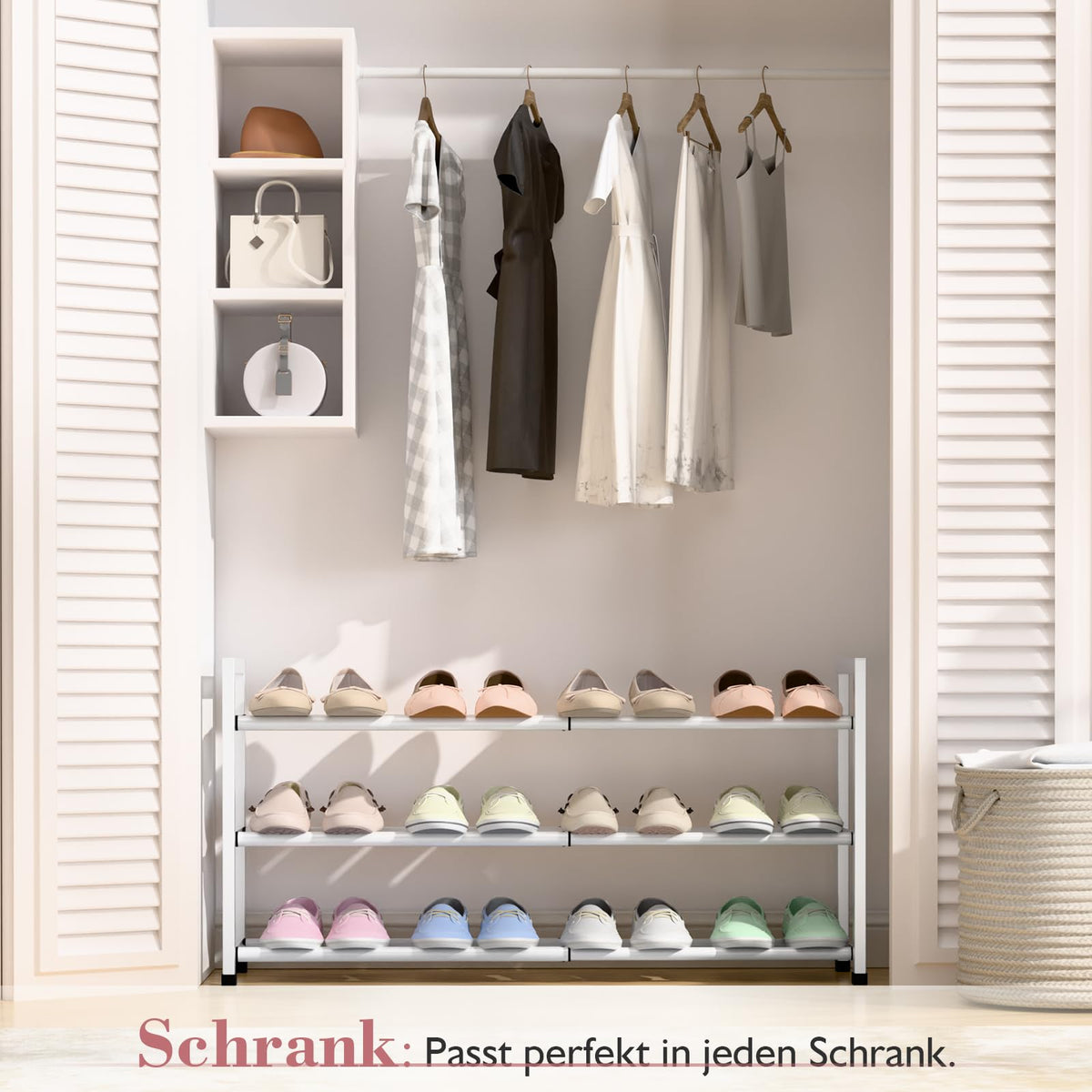 Bumusty tool-free assembly demonstrates easy, quick setup for clutter-free entryways.