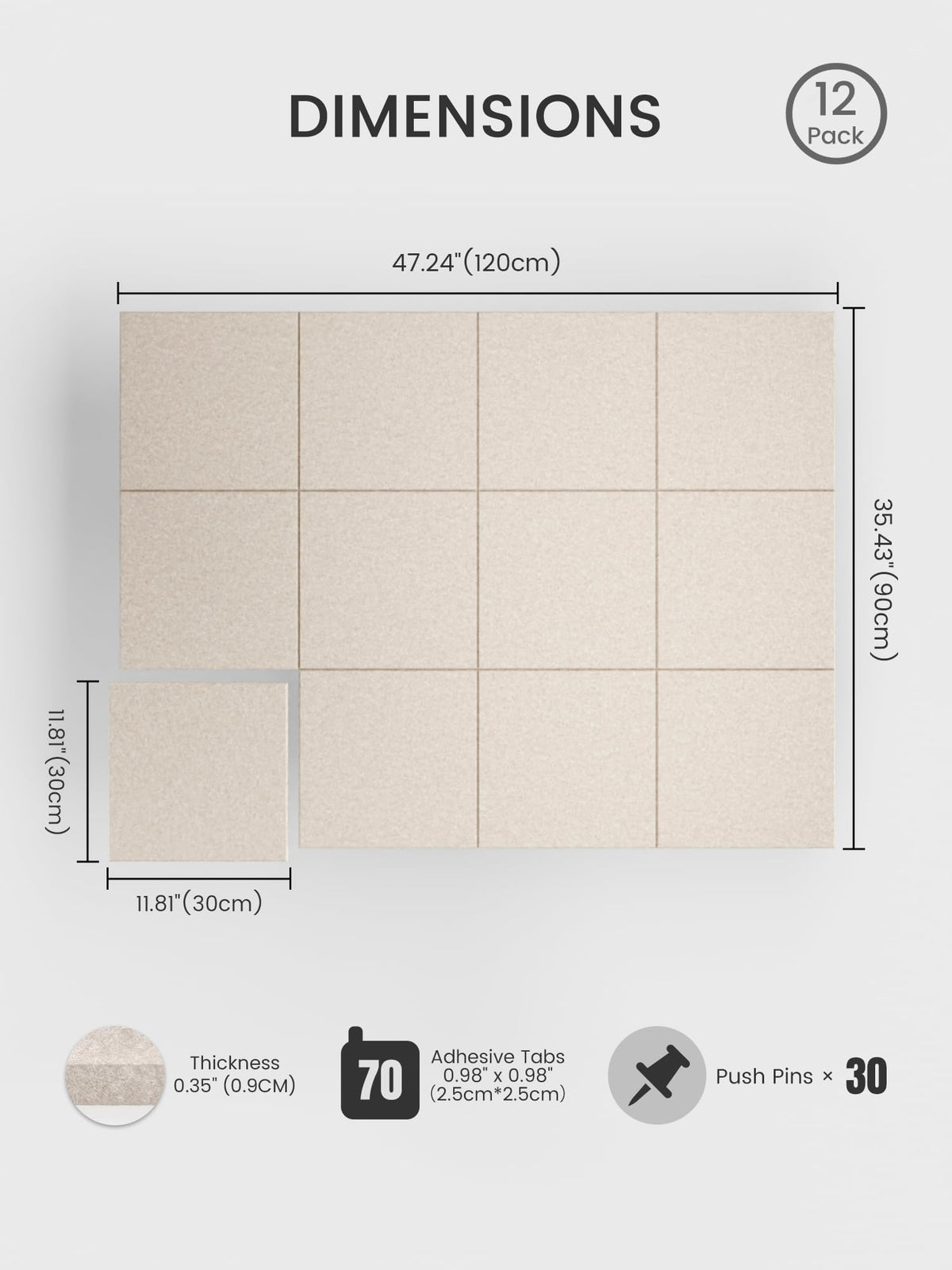 Bumusty twelve felt tiles arranged for flexible home or office layouts