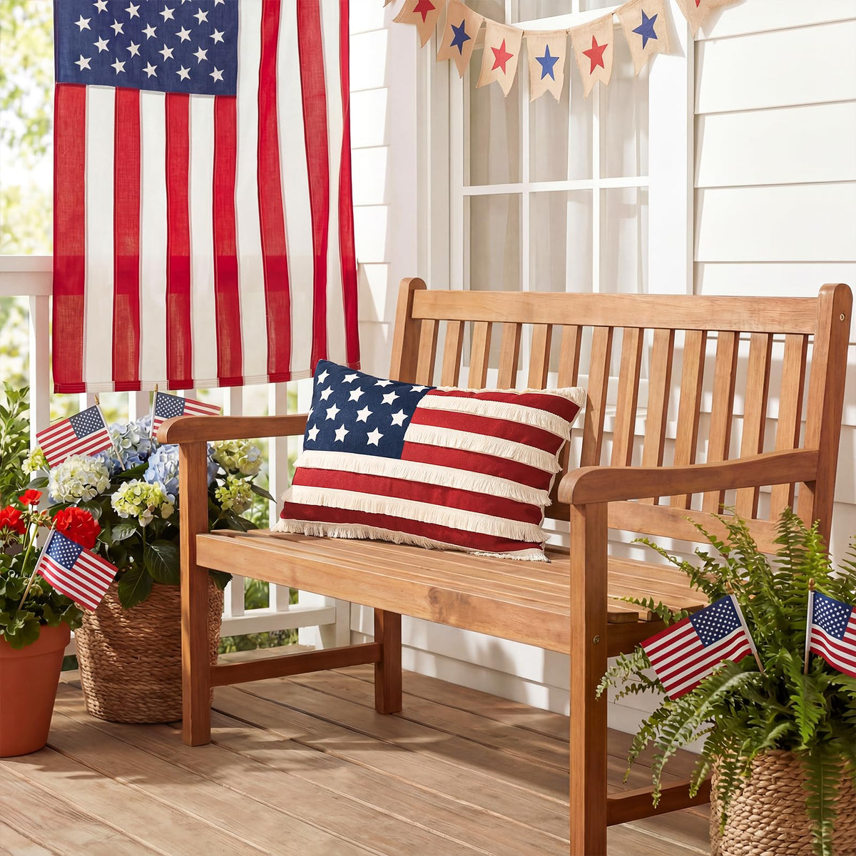 Bunny Chorus color-fast fabric keeps red white blue vibrant for holidays