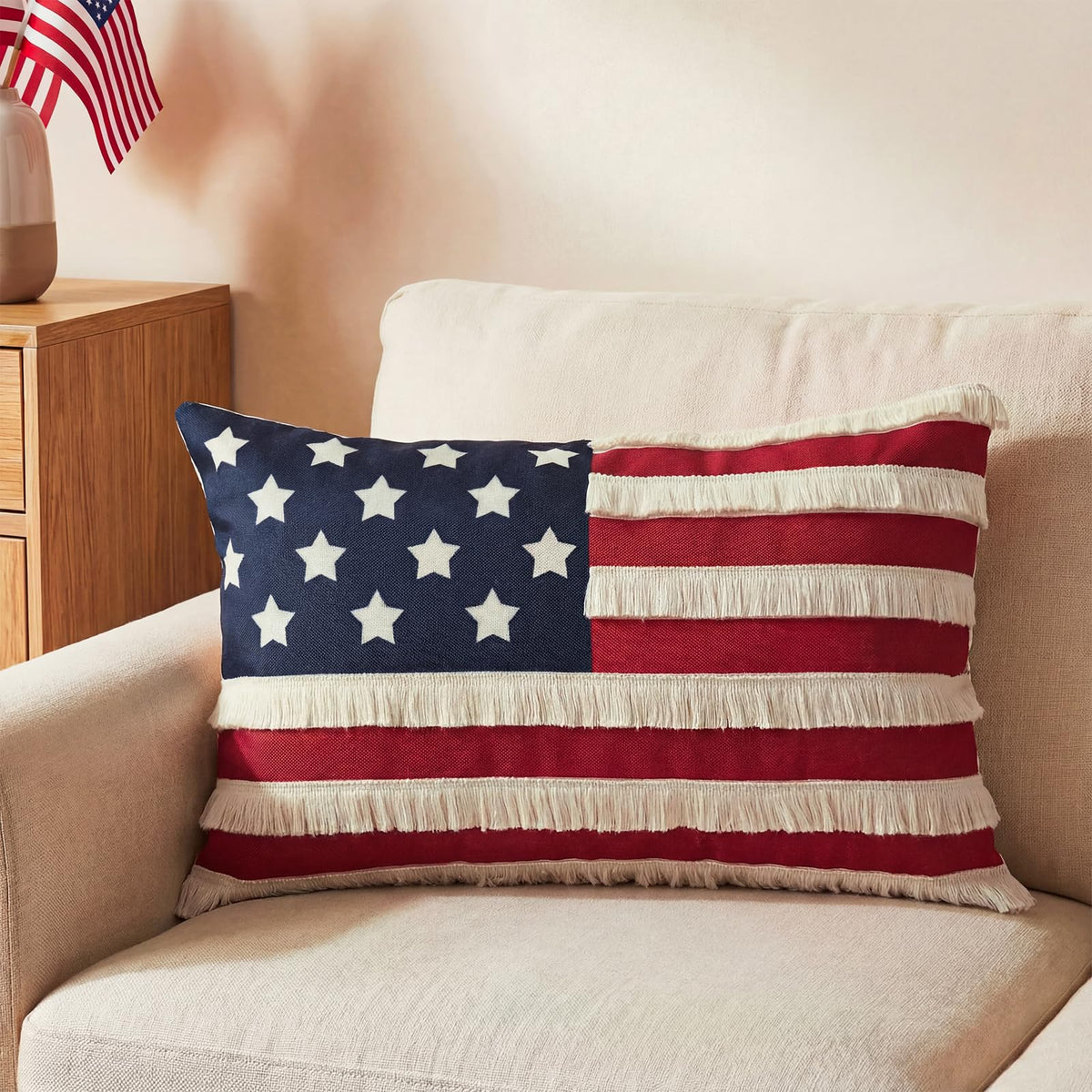 Bunny Chorus patriotic pillow cover 12x20 lumbar for festive seating