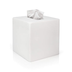 bUnusual white tissue box cover square gloss finish enhances decor while keeping tissues accessible.