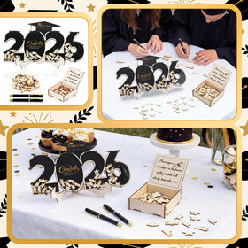 Burbell graduation caps included for festive decor.