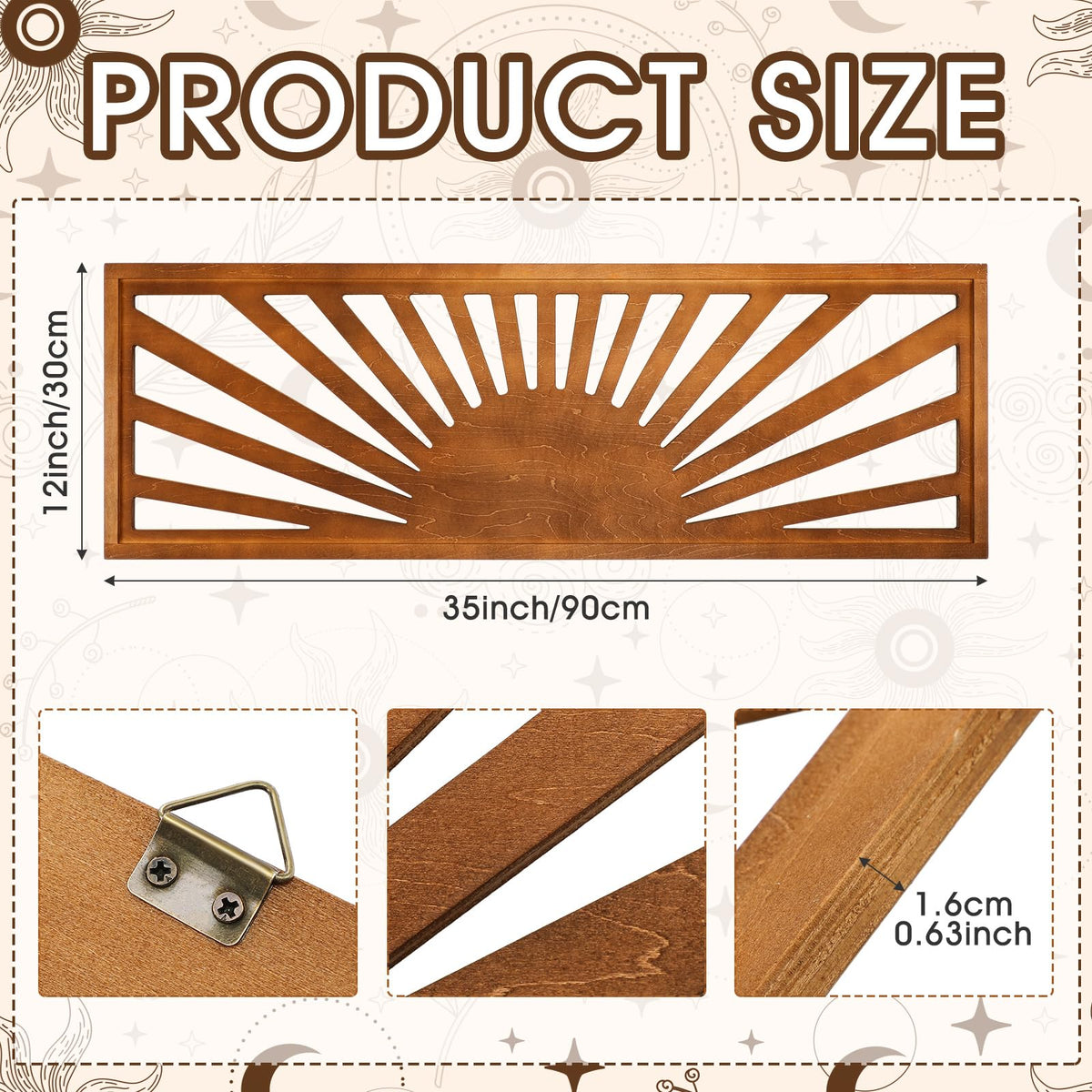 Burbell Sun wall decor hung in a living room with warm ambience.