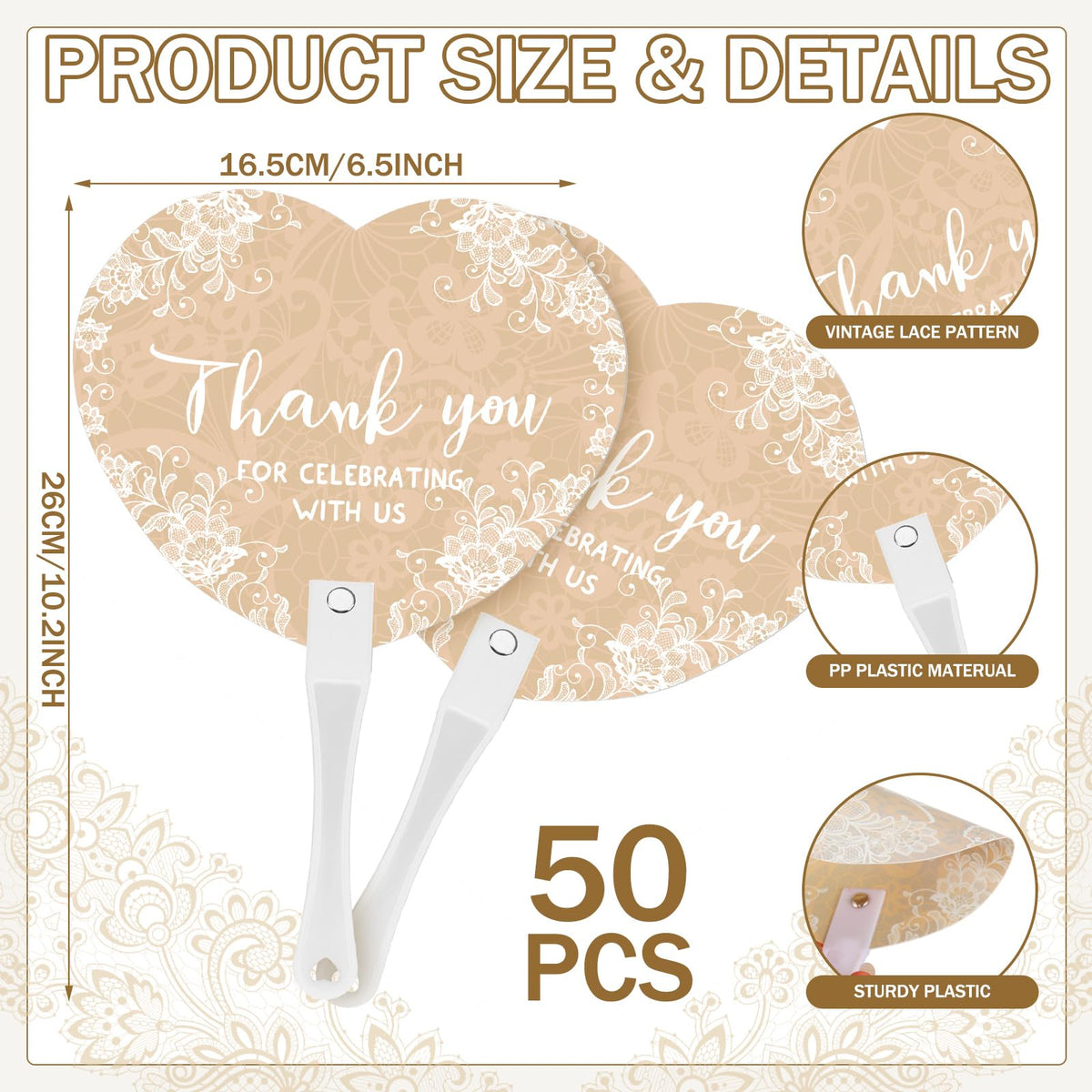Burbell hand fan with a long handle for easy grip during celebrations