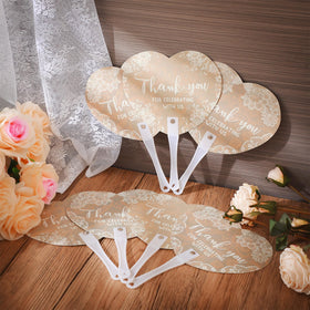 Burbell wedding hand fan showing varied lace patterns for decorative flair
