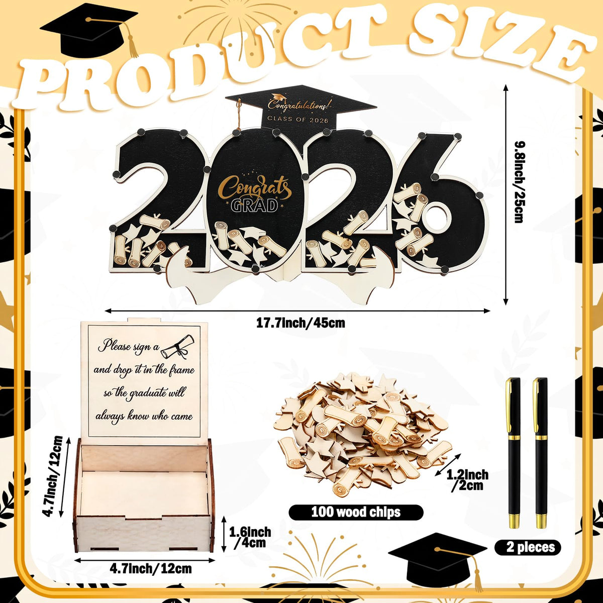 Burbell wooden graduation box for keepsakes.