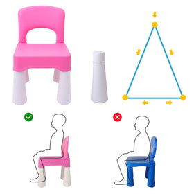 burgkidz plastic kids chair pink back view; sturdy base reduces tipping.