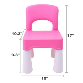 burgkidz plastic kids chair pink seat closeup; smooth surface easy cleaning.