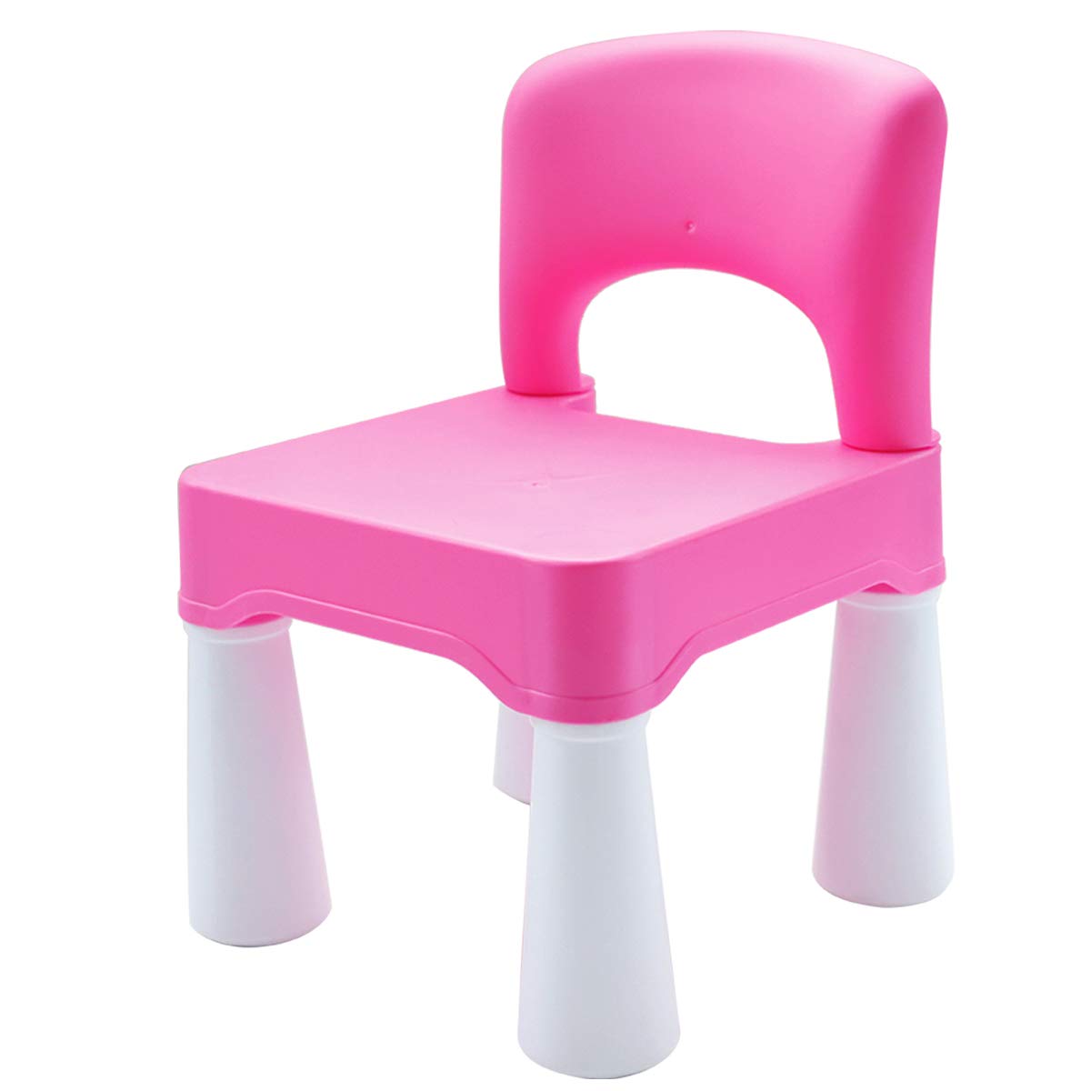 burgkidz plastic kids chair pink side profile; compact design supports daily activities.