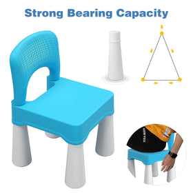 The burgkidz chair features a waterproof surface for quick cleaning after meals.