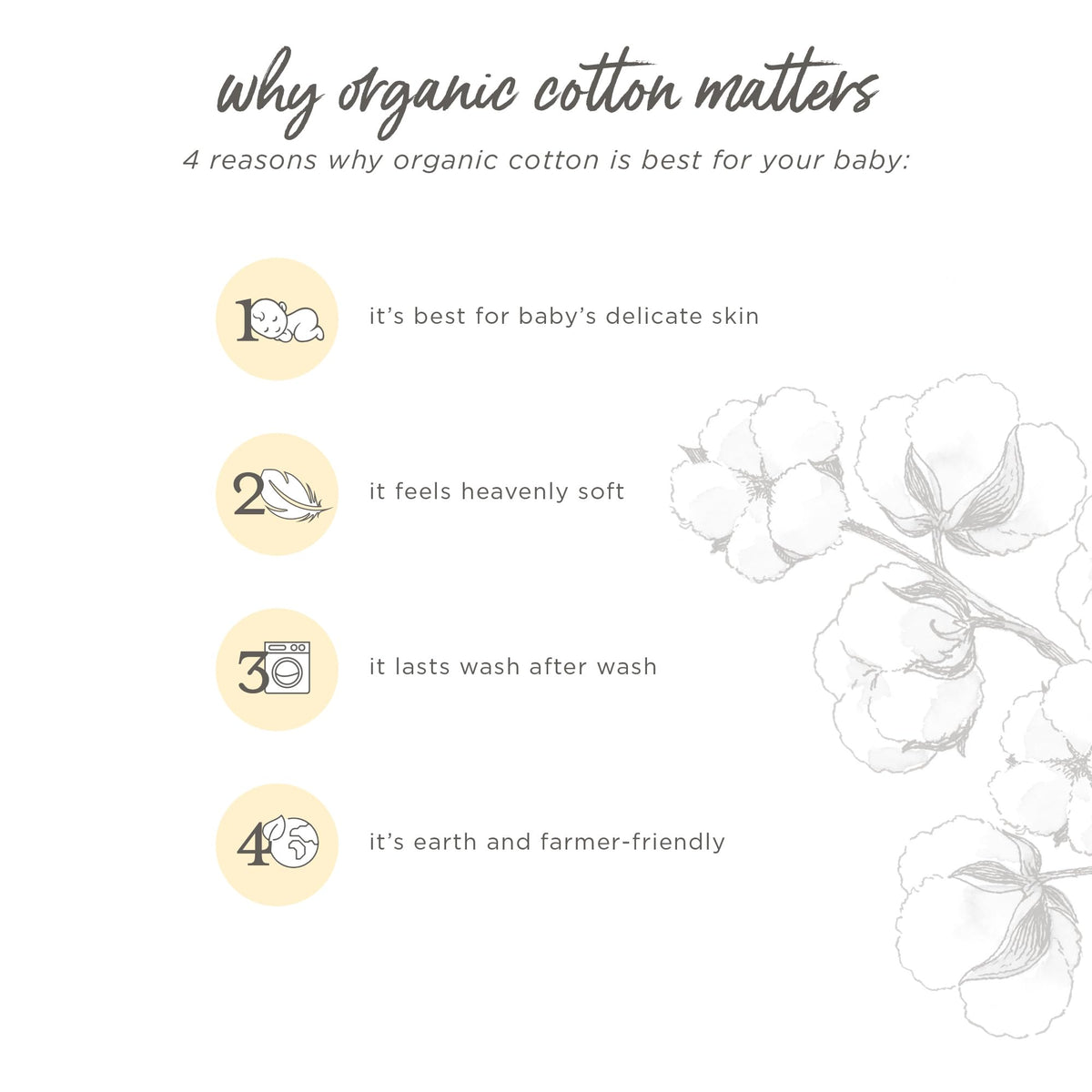 GOTS-certified organic cotton from Burt's Bees Baby ensures durable, soft fabric.