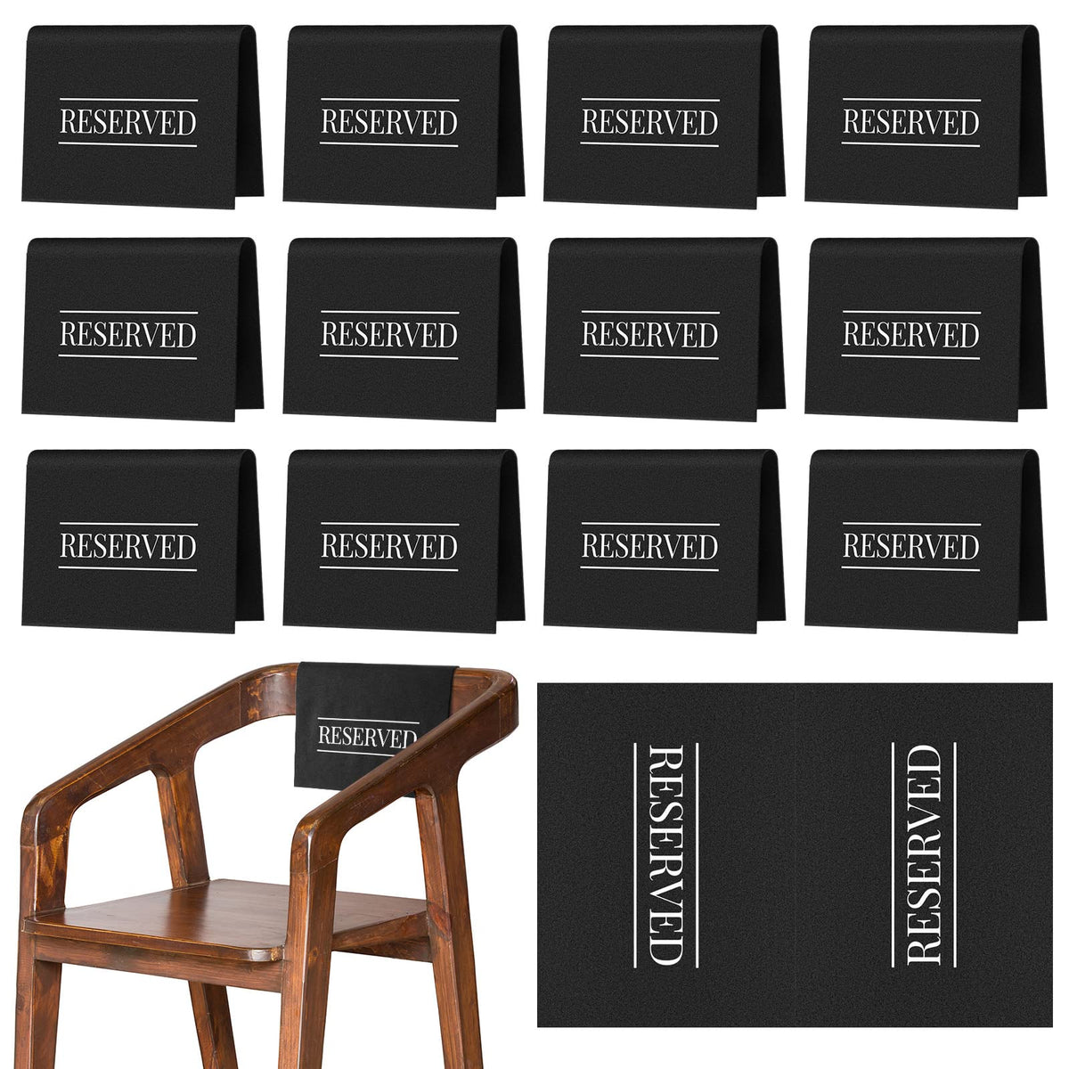 Buryeah reserved seating signs for pews in black and white clearly mark seats.