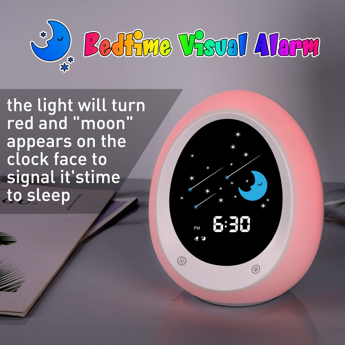 Butting Kids Alarm Clock sound machine with diverse soothing options