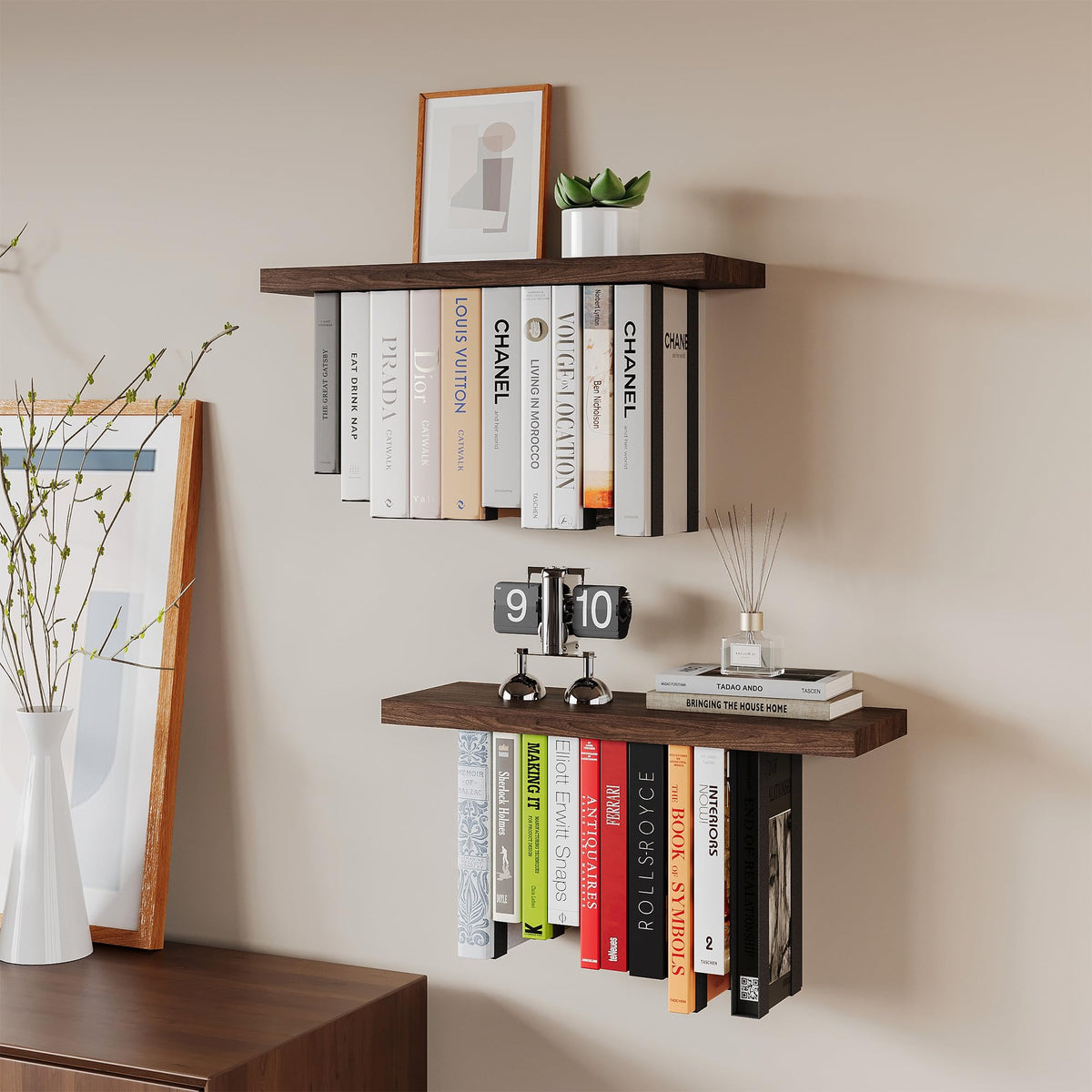 BUTUNITA carbonized Paulownia wood shelf is lightweight yet sturdy.