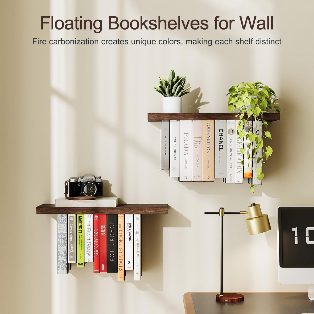 BUTUNITA upside-down book shelf creates a unique wall display for decor.