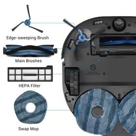 BUXEBUX X10 Pro Omni side brushes reach corners for thorough edge cleaning.