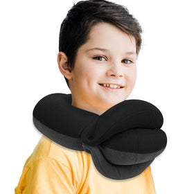 BUYUE Kids Travel Pillow with 360° support for secure neck alignment on planes.