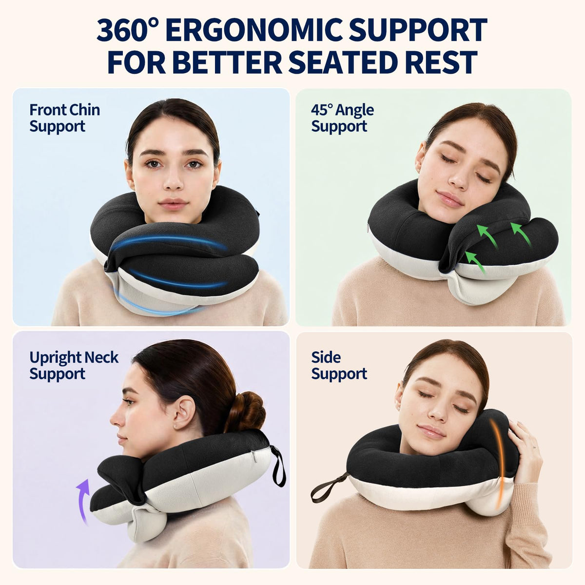 Close-up of BUYUE memory foam contour shaping around the neck for comfort