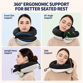 Close-up of BUYUE memory foam contour shaping around the neck for comfort