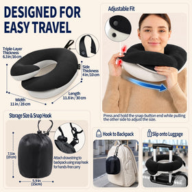 Removable, machine-washable cover on BUYUE neck pillow for easy cleaning
