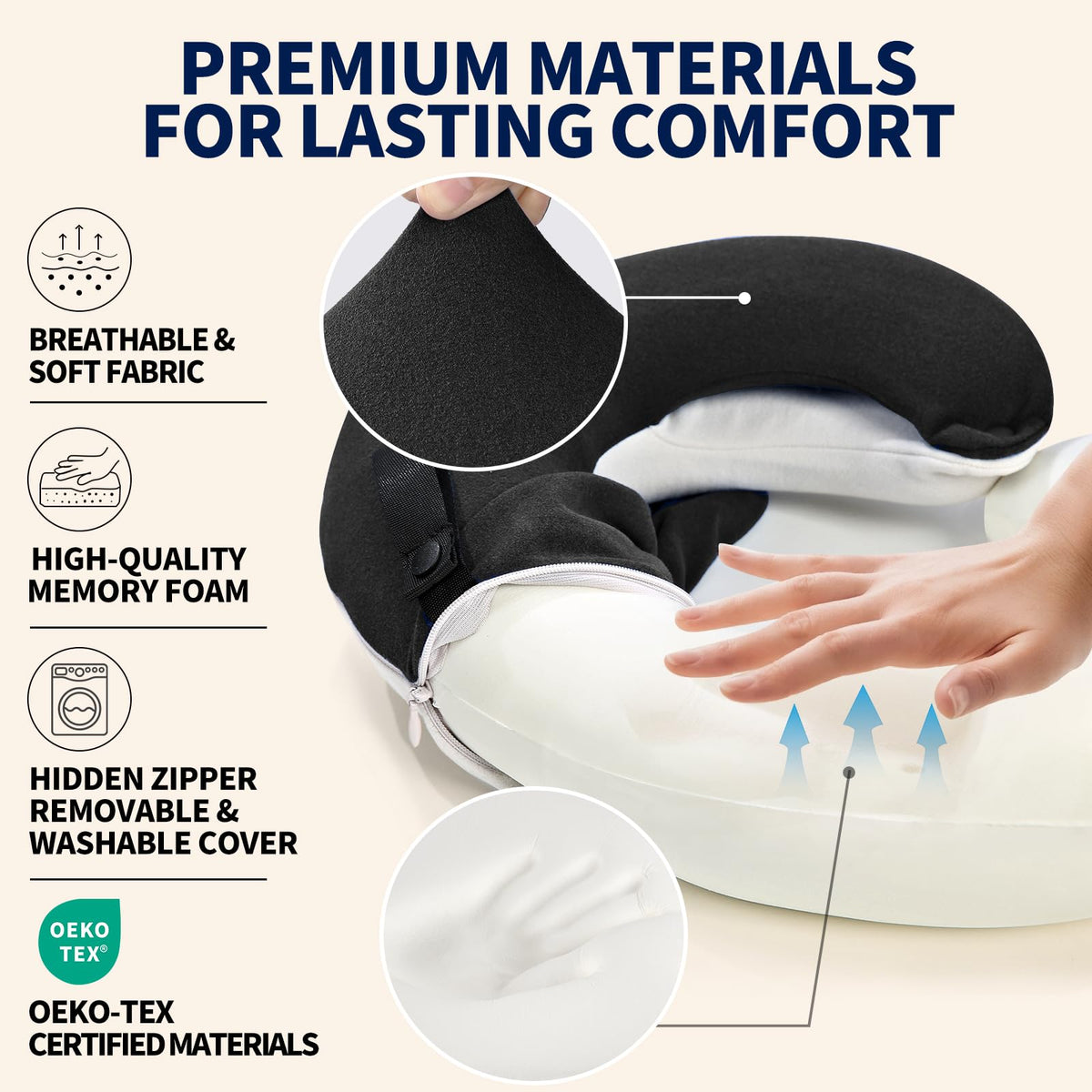 BUYUE travel kit eye mask and earplugs included with pillow for better naps