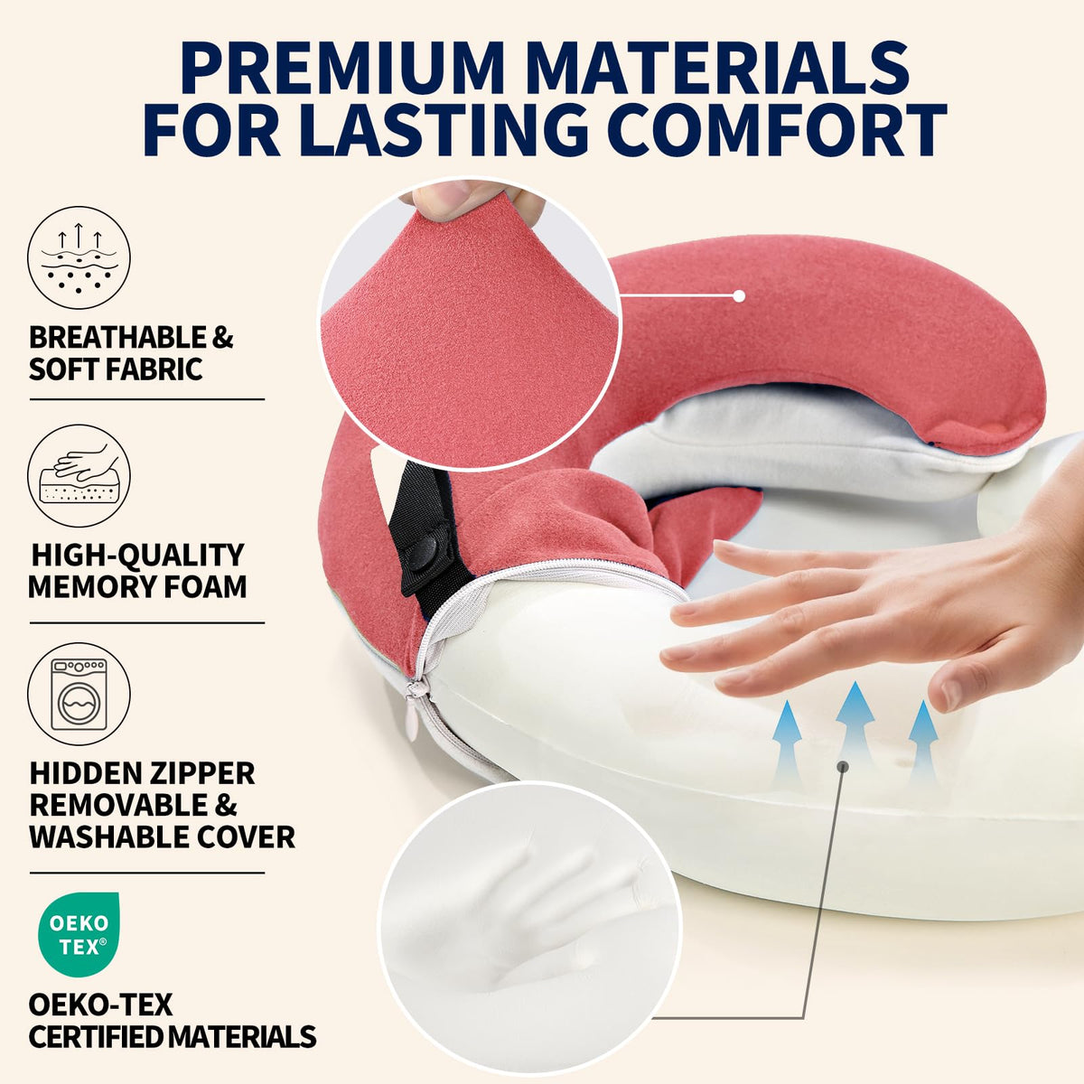 BUYUE travel kit includes eye mask and earplugs for uninterrupted rest.