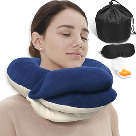 BUYUE travel neck pillow with 360° support for plane comfort.