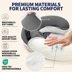 BUYUE travel neck pillow memory-foam contours to neck for balanced comfort.