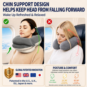 BUYUE travel neck pillow side-support adapts for side sleeping and comfort.