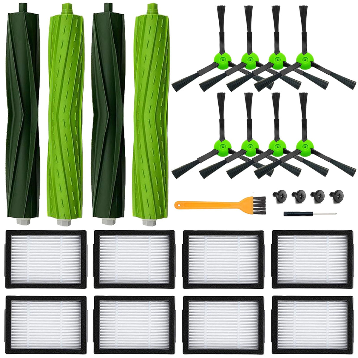 Bvhonwe Roomba roller brush set for two-pack, edge cleaning and debris pickup