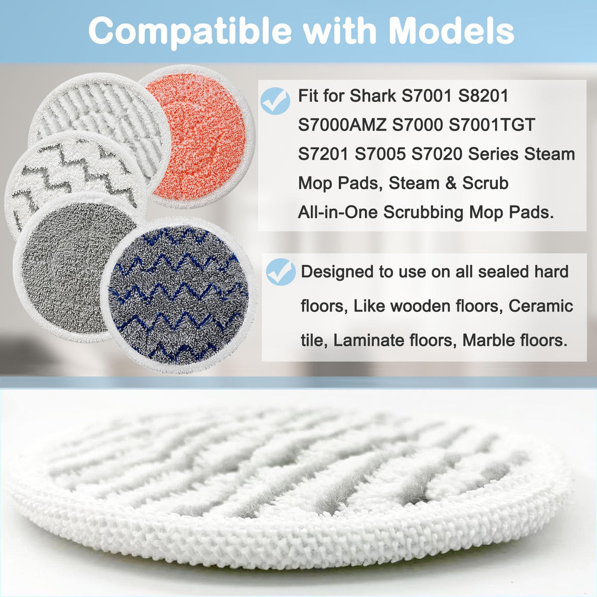 Bvhonwe S7001 soft-touch pads ready for light dirt on sealed floors.