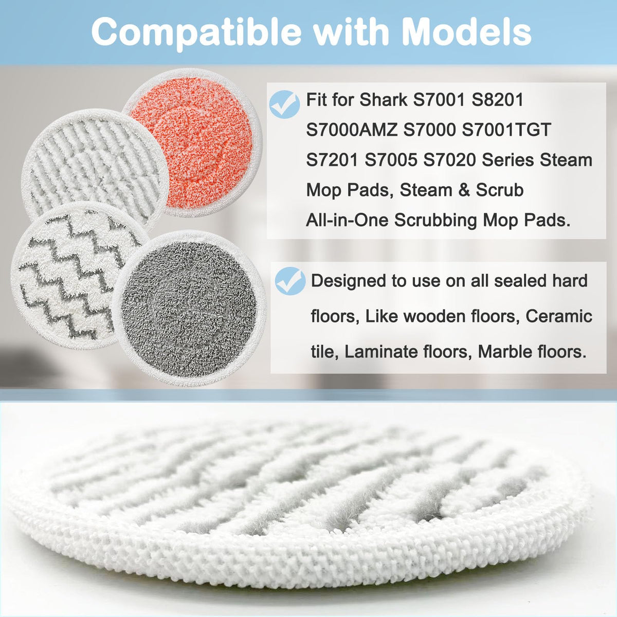 Bvhonwe Shark S7001 S8001 pad pack 12 for versatile scrubbing