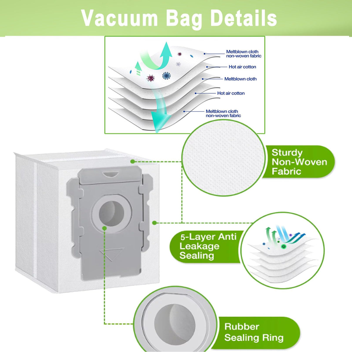 BVHONWE 8 bags for Roomba, simple debris disposal