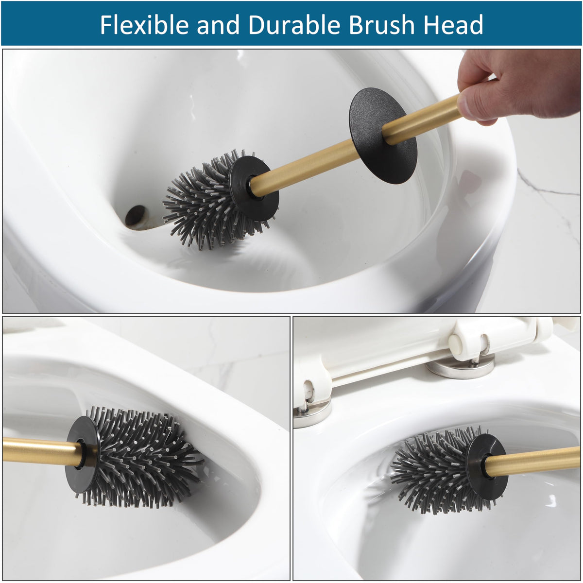BVL brushed gold set-view featuring complete cleaning solution for stylish bathrooms