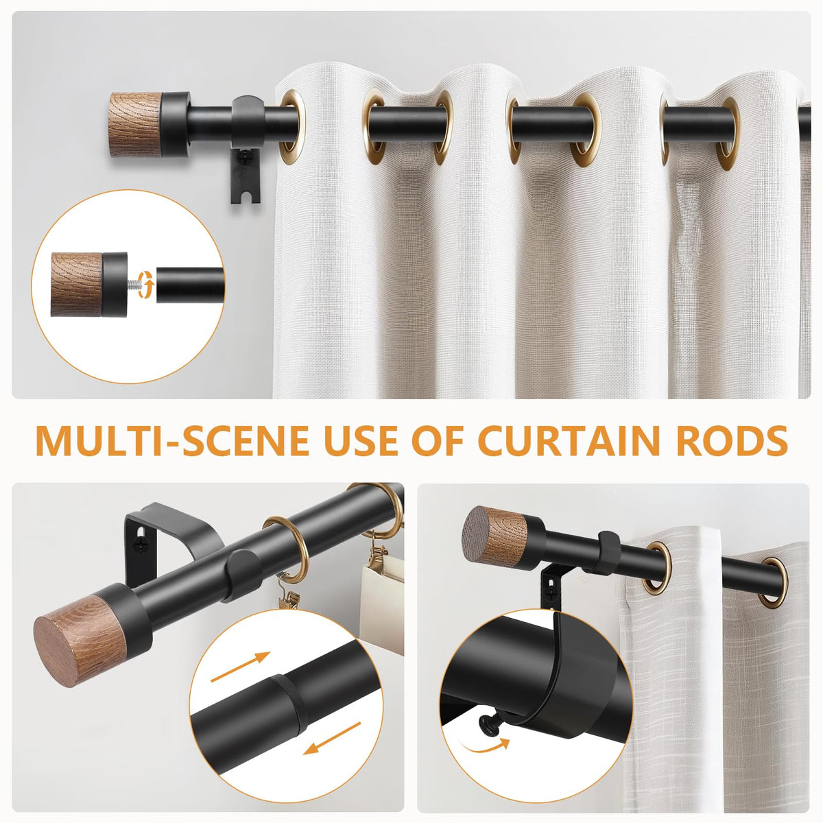 BVLGON adjustable rod section demonstrates easy width customization during setup.