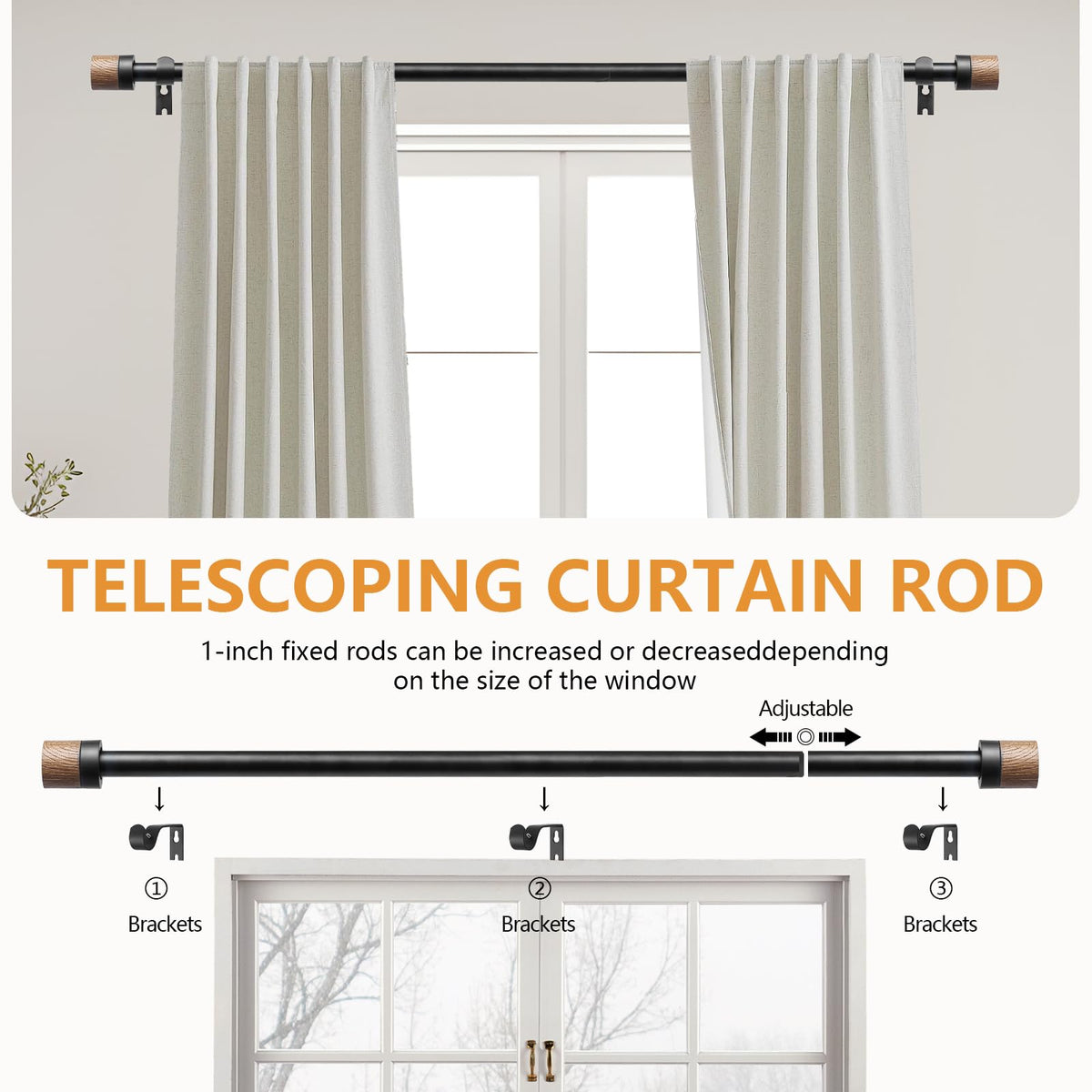 BVLGON decorative rod contrasts wood grain with black accents for versatile interiors.