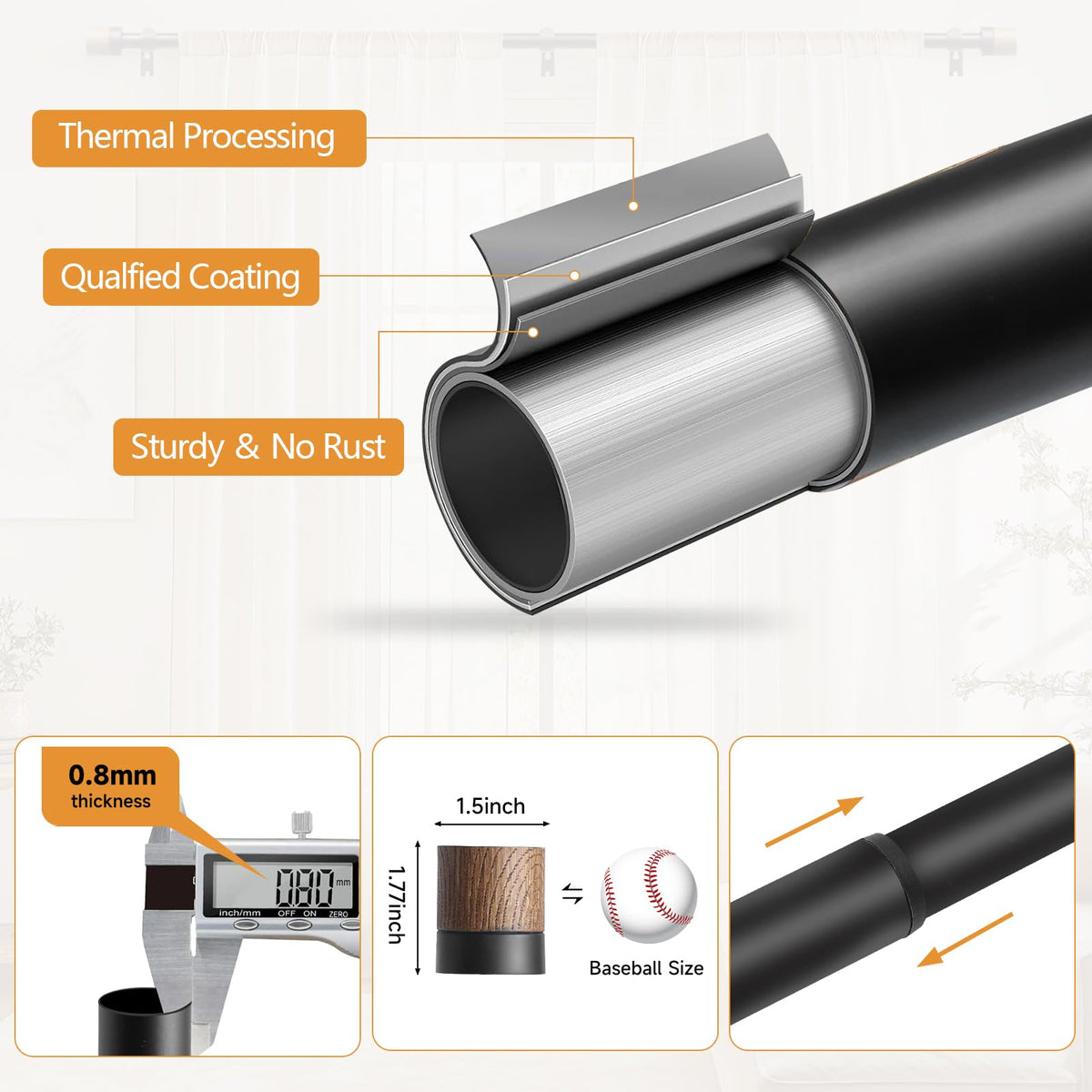 BVLGON outer rods and end pieces create a complete, ready-to-install drapery solution.